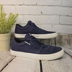 SUPRA MENS STACKS VULC II SKATE SHOE SNEAKER NAVY SIZE 9 EUC